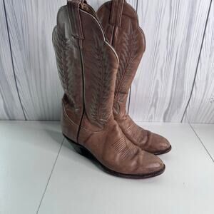 Vintage Tony Lama Women’s Cowboy Boots Size 7 Western Brown Chore